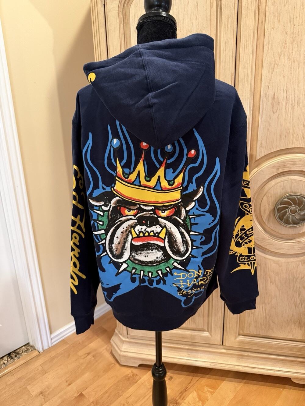 Ed Hardy Blue New York City Bulldog Hoodie Men’s Nwt